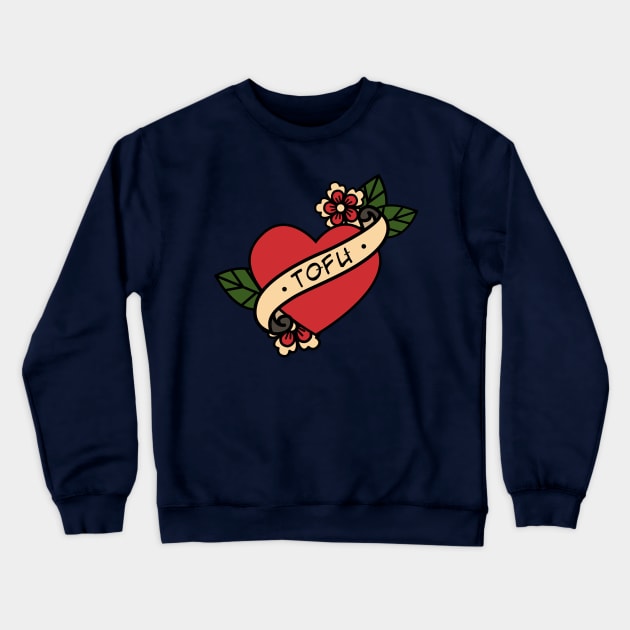 Old School Love Tofu Tattoo Crewneck Sweatshirt by BubblegumGoat